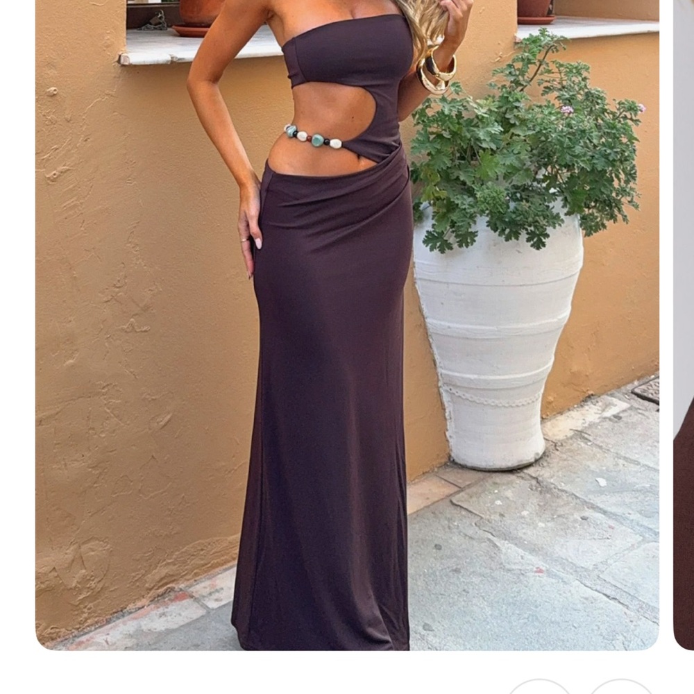 White Fox Boutique Strapless Brown Dress